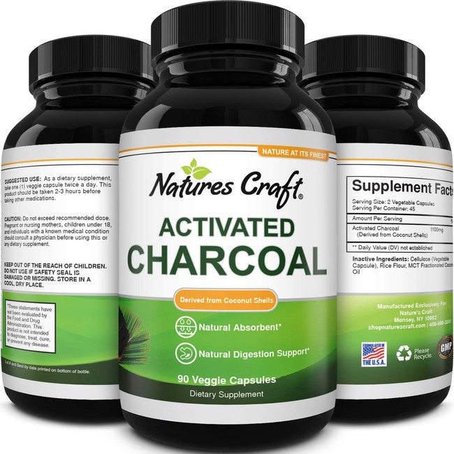 Cleanse and Detox Activated Charcoal Capsules - Pure Activated Carbon Detox Capsules for Bloating Relief - Active Charcoal Capsules for Gas Relief Gut Health and Stomach Relief