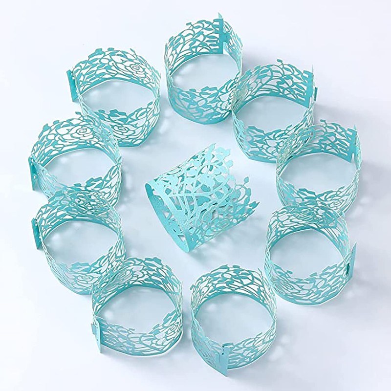 Paper Napkin Rings Rose Leaf,50 Pieces 3D Laser Cut Disposable