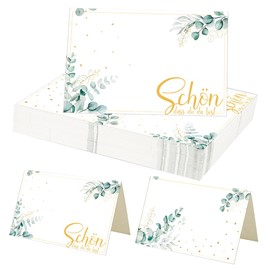 Pack of 50 Place Cards "Schön dass du da bist" Table Decoration Name Cards Wedding Place Cards Blank for Writing on Place Cards for Wedding Birthday Confirmation Communion Christening Celebration