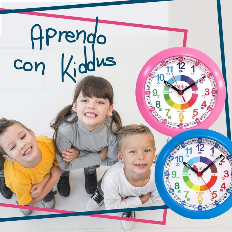 KIDDUS Wall Clock for Children Analogue Time Teacher with Time