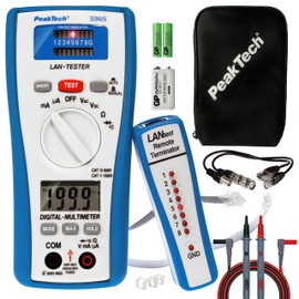 PeakTech 3365 – LAN Tester & Digital Multimeter, Netzwerkprüfgerät, Spannungsprüfer, Handmultimeter, Kabeltester, Messung, Spannungsmesser, Durchgangsprüfer, Messgerät, Erdungskabel - 600 V P 3365