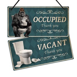 Putuo Decor Vacant Occupied Sign for Bathroom Door - Double Sided Hanger Plaque for Home, Bathroom, Office, Restroom, Conference, Hotel, Hospital Privacy Sign - Gorilla Blue