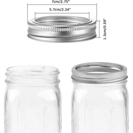 100 Pieces Canning Lids with Rings Regular Mouth, 70 mm Metal Split-Type Lids,100% Fit & Airtight for Regular Mouth Mason Jars