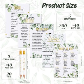 Outus 220 Pieces Bridal Shower Game Set - Fun Wedding Games Cards Supplies and Pencils Activity Accessories for Bride Groom Bachelorette Party Wedding Favors