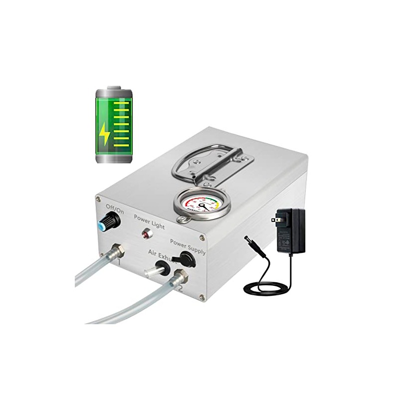 Hantop Adjustable Pulsating Battery Vacuum Pump with Pressure Gauge Compatible