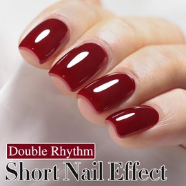Double Rhythm 15ML Gel Polish Pure Sheer Same Color Same Bottle Soak Off Gel Polish Art Manicure Salon DIY at Home Gifts for Girls Women (Burgundy Red-A1452)