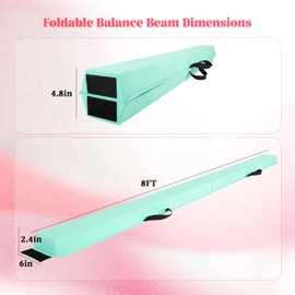 GCCSJ 8FT Balance Beam for Kids 3-5 Gymnastic Equipment Foldable Balance Beam