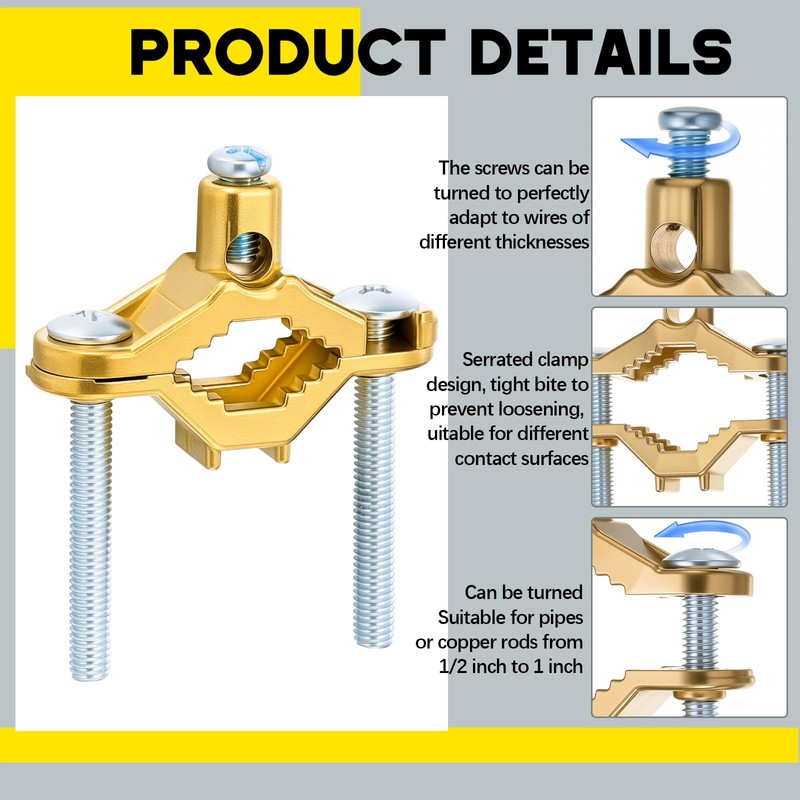 Shimeyao 2 Pcs Water Heater Bonding Kit 1/2"-1" Ground Clamp