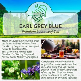 Earl Grey Blue - Premium Loose Leaf Tea Infused With Bergamot Oil - with Cornflowers (Blue, 175g)