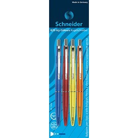 Schneider Icy Colours K20 ballpoint pen, M tip, blue ink, Blister Pack of 4 Crayons-Assorted Colours