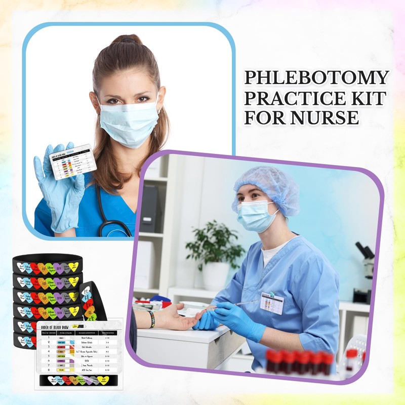 Landical 20 Sets Phlebotomy Essentials Order of Draw Badge Cards