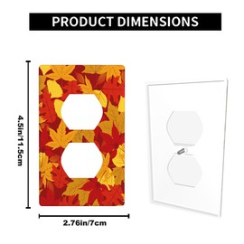 Pznen Maple Leaf Wall Plate Fall Autumn Maple Leaves Farmhouse Outlet Covers 1-Gang Standard Size Duplex Receptacle Plug Cover 4.5" x 2.76" Home Decorative Office