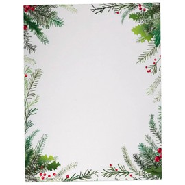 Pine & Berries Christmas Stationary Paper 8.5 x 11-60 Sheets Holiday Letter Paper