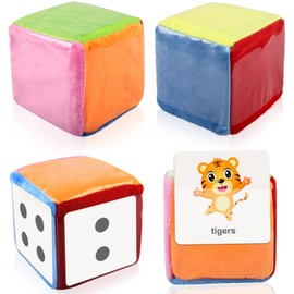 Dncvb 2 x Foam Cubes, Dice with Pockets, 10 cm Dice, Large, DIY Education Games, Play Cube with Pockets for Nursery, Preschool, School Fabric Cube