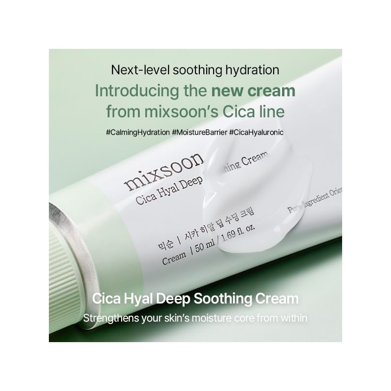 mixsoon Cica Hyal Deep Soothing Cream - Crema Piel Sensible,