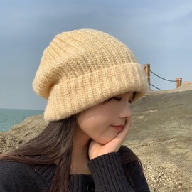 Anevous Women's Beanie Hat, Long Beanie, Knitted Hat for Women, Winter Hats, Elastic Hats, Warm Winter Hat with Soft Inner Lining for Autumn and Winter, Unisex, Grey