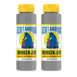 Secret Aardvark Drunken Jerk Hot Sauce - Jamaican Jerk Sauce and Marinade, Made with Jamaican Jerk Seasoning, Soy Sauce, & Habanero Peppers, Non-GMO, Low Carb, Spicy BBQ Sauce - 8 fl oz 2 Pack