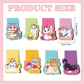 Cat Magnetic Bookmarks: 8 Pcs Cute Cartoon Cat Magnet Book Page Markers, Animal Bookmark Clips for Reading, Gifts for Kids Students Teachers Book Lovers Office School Supplies