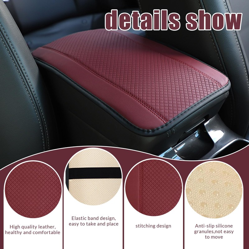 Piburth Car Center Console Armrest Pad, 12.6X 7.2 Inch PU