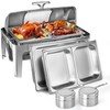 Fashionwu Large Visible Chafing Dishes Buffet Set, 25×17.8 Inch Stainless