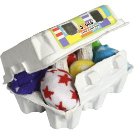 6 Pairs Baby Socks 0 to 12 Months Cotton with Egg Box in Various Designs and Colours - 30 g, Multicoloured, multicoloured