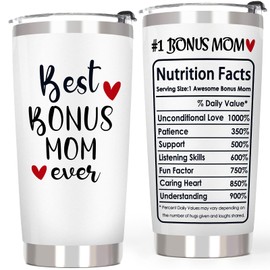 Breezy Valley Best Bonus Mom Ever Tumbler, Christmas Gift For Bonus Mom Stepmom, Bonus Mom Gifts Ideas From Kids Daughter Son Husband, to My Bonus Mom #1 Bonus Mom Cups, Step Mom Coffee Tumbler