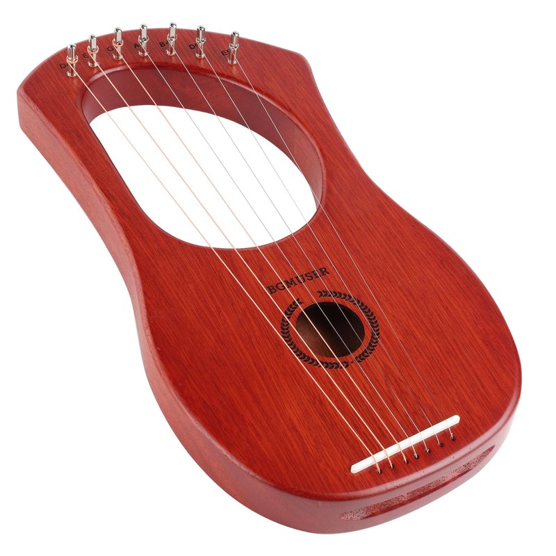 BGMUSER Lyre Harp 7 Strings with Bag,Tuning Wrench,Metal Strings, Mahogany