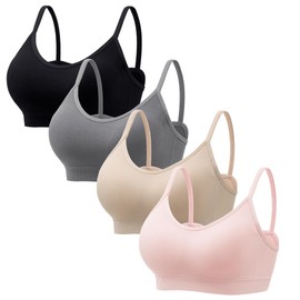 HBselect Women's Seamless Bralettes T-Shirt Bras Bustier Top without Underwire, Pack of 4