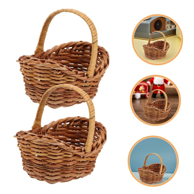 Levemolo 5pcs Handwoven Portable Basket Decorative Tiny Flower Holders with