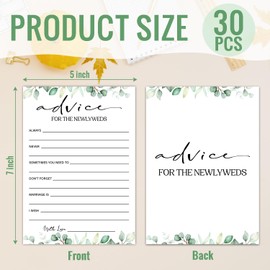 HQLOW 30 PCS Bridal Shower Games, Wedding Advice Cards for Bridal Shower, Party Advice and Wishes for the Newlyweds (Eucalyptus Botanical Style) -0001
