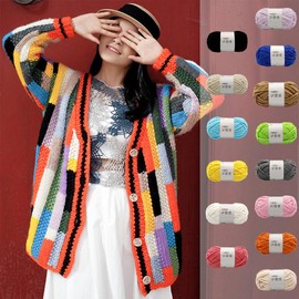 Chunky Chenille Yarn, Wool for Knitting and Crocheting, Thick Crochet Yarn, Soft Fluffy Crochet Wool, Hand Knitting Yarn for Hats, Scarves, Socks, Bags, Blankets, Decorative Cushions (55 g - 55 m