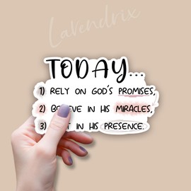 (3Pcs) Today Rely On God's Promises Believe in His Miracles Rest in His Presense Christian Sticker Inspirational Bible Verse Jesus Vinyl Decal for Tumbler Laptop Water Bottles Book Phone - Size 3x1.9