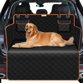 Xtremeauto Waterproof Car Boot Liner with Orange Trim - Universal Fit, Non-Slip, Heavy Duty Dog Boot Protector with Cross-Stitched Design Dog Car Boot Covers for Cars, SUVs & Estates 185X170CM