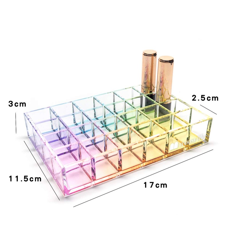 Moosy Life RB03 Rainbow Acrylic Lip Aroma Oil Storage, 24