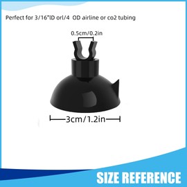 25 Pack Aquarium Suction Cup Clips for Fish Tank Aeration Setup for Standard 3/16" ID Airline Tubing Clear Air Hose Holder Clamp Accessories (Black)