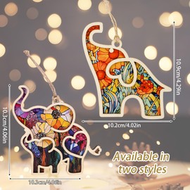 2pcs Friendship Elephant Ornament with Story Card, 2 Style Elephant Hanging Ornament Friendship Gifts for Women Sister Best Friend