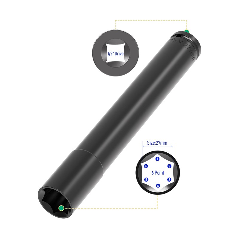 FOCMKEAS 2 Pcs 1/2 Inch Drive by 27mm Deep Impact