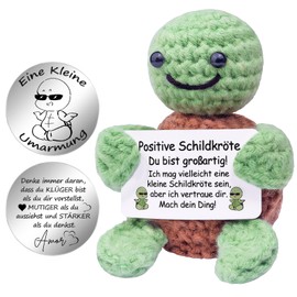 Mwmoeen Funny Positive Turtle Pocket Hug Gifts, Lucky Charm Exam, Creative Knitting Wool Turtle, Courage Gift, Best Friend Small Gifts for Women