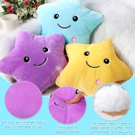Unittype 3 Pack Star Pillows Star Throw Pillow Star Plush Pillows 15.75 Inch Stuffed Cushion Decorative Throw Pillow Smile Face Star Shaped Pillow Blue Violet Yellow Star Pillow for Bedroom Room Bed