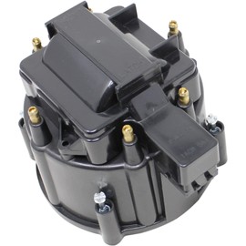 DRAGON FIRE PERFORMANCE BLACK HEI Distributor Cap and Rotor Set With Brass Terminals Complete With Coil Cover Compatible with All V6 / I6 / 6 Cylinder Engines With HEI Oem Fit CAP1030-BLK