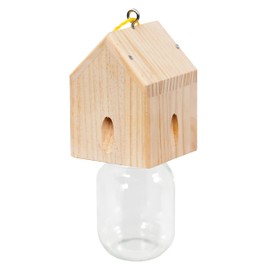 1 PCS Wood Carpenter Bee Trap for Outside - Best Bee Trap - Steeple Style Nature Hanging Carpenter Bee Traps with Plastic Jar Outdoor