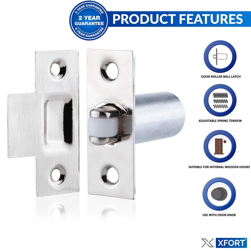 XFORT® Adjustable Roller Catch, Polished Chrome Roller Ball Door Latch,