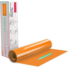 HTVRONT HTV Vinyl Rolls Heat Transfer Vinyl - 12" x 20ft Orange HTV Vinyl for Shirts, Iron on Vinyl for All Cutter Machine - Easy to Cut & Weed for Heat Vinyl Design (Orange)