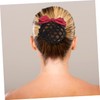 PACKOVE 3pcs Red Elastic Hair Bowknot Mesh Clip Stylish Headdress