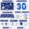 Blue 30th Birthday Decorations for Him Her, 30th Silver and