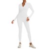 Women Long Sleeve One Piece Workout Jumpsuit Romper Bodysuit Tummy