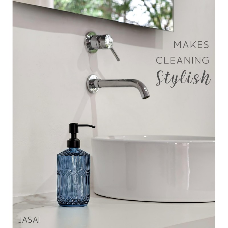 JASAI 18Oz Blue Soap Dispenser with Black Rust Proof Pump,