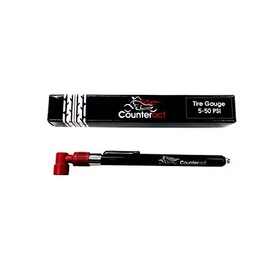 Counteract MKPG-D Analog Tire Air Pressure Gauge for Motorcycle and ATV Tires, 5-50psi, Red 90 Degree Head, Black Anodized Body, Durable Metal Construction