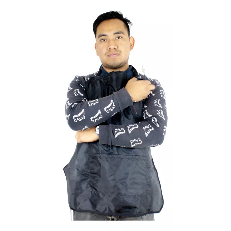 BOUTIQUE Mandil Tela Repelente Barbero Estilista Negro Liso