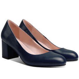 MOOMMO Zapatos clásicos de gamuza de tacón grueso para mujer, punta cerrada redonda, sin cordones, de 2 pulgadas, tacones bajos de grosor, zapatos de vestir de charol mate, para otoño, moda, oficina, trabajo, zapatos básicos, elegantes, elegantes, elegan
